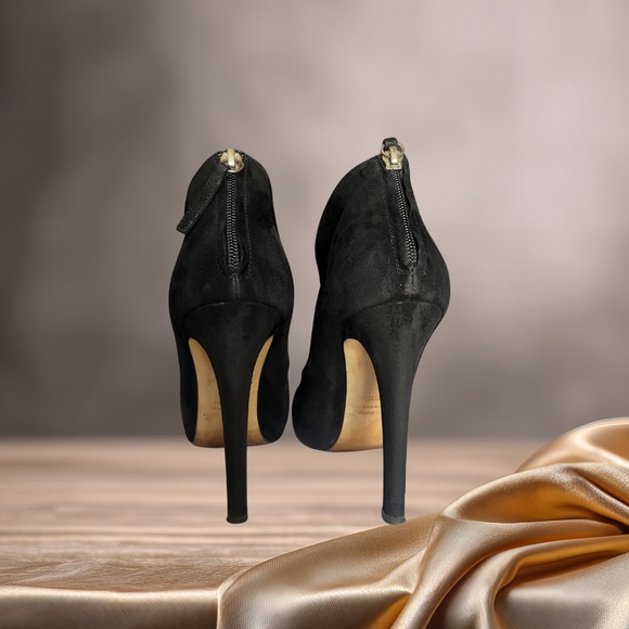 Barneys New York Suede Heeled Booties — Black — Size 39.5 (US 9.5) — With Box - Picture 5 of 7